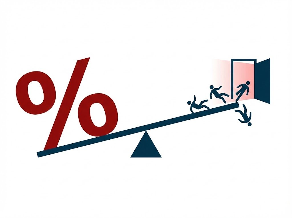 Seesaw showing tax increases driving player migration.