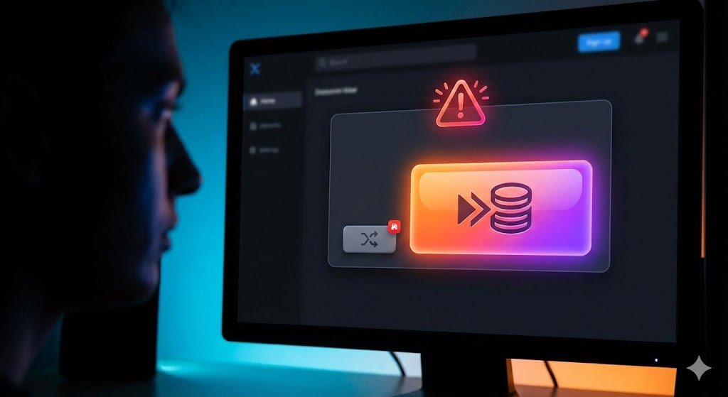 Gambling warning pop-up with tiny dismiss button versus large continue playing button
