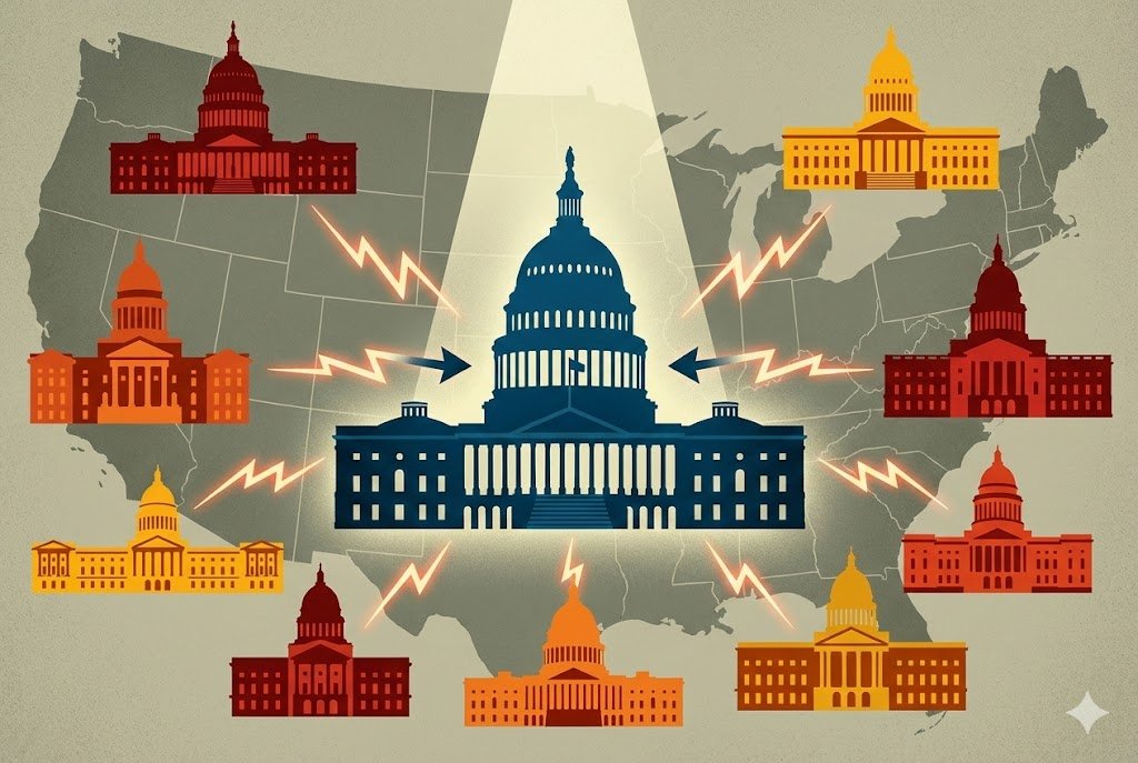 Federal vs state regulatory jurisdiction conflict illustration