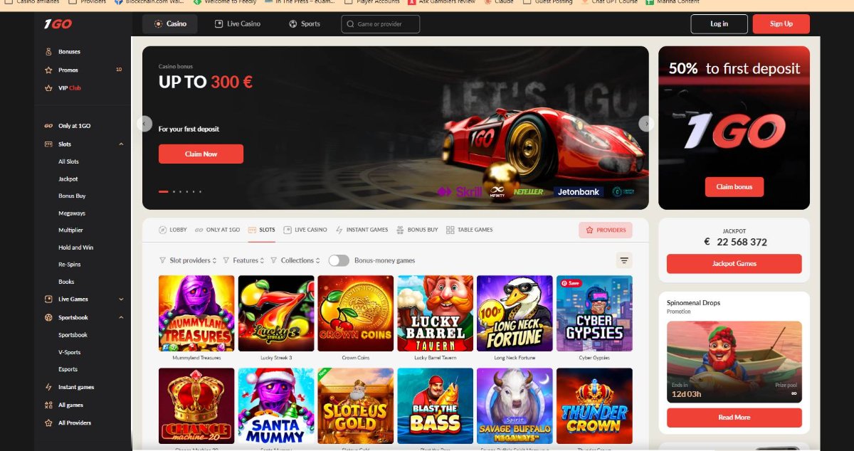 Slots lobby at 1Go casino