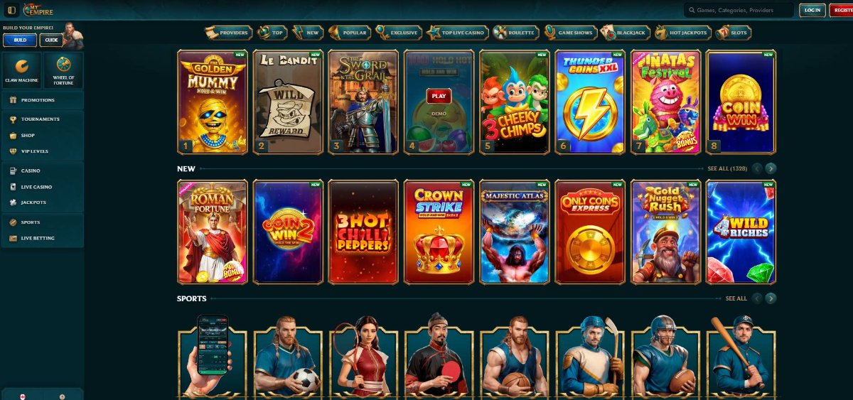 MyEmpire Screenshot of Home Page