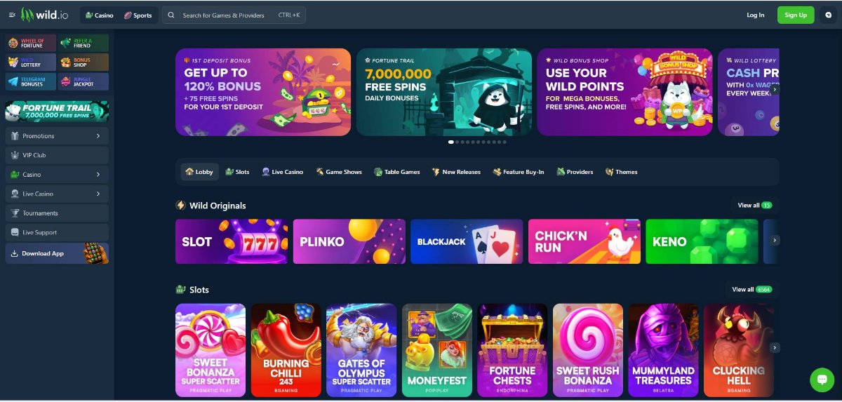 Wild.io home page screenshot