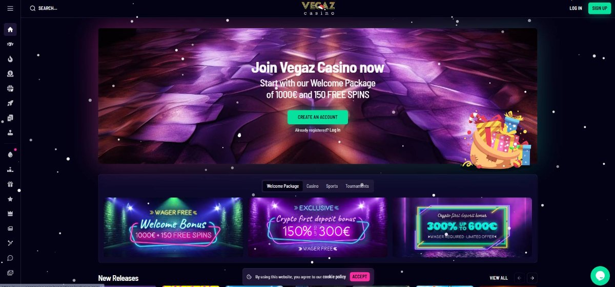 home page Vegaz Casino
