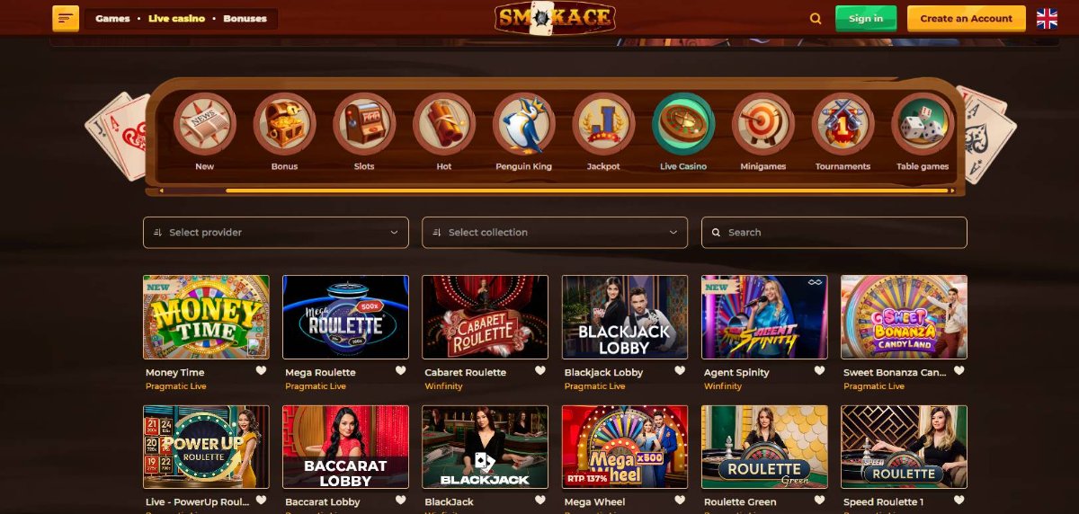Live Games at Smokeace Casino