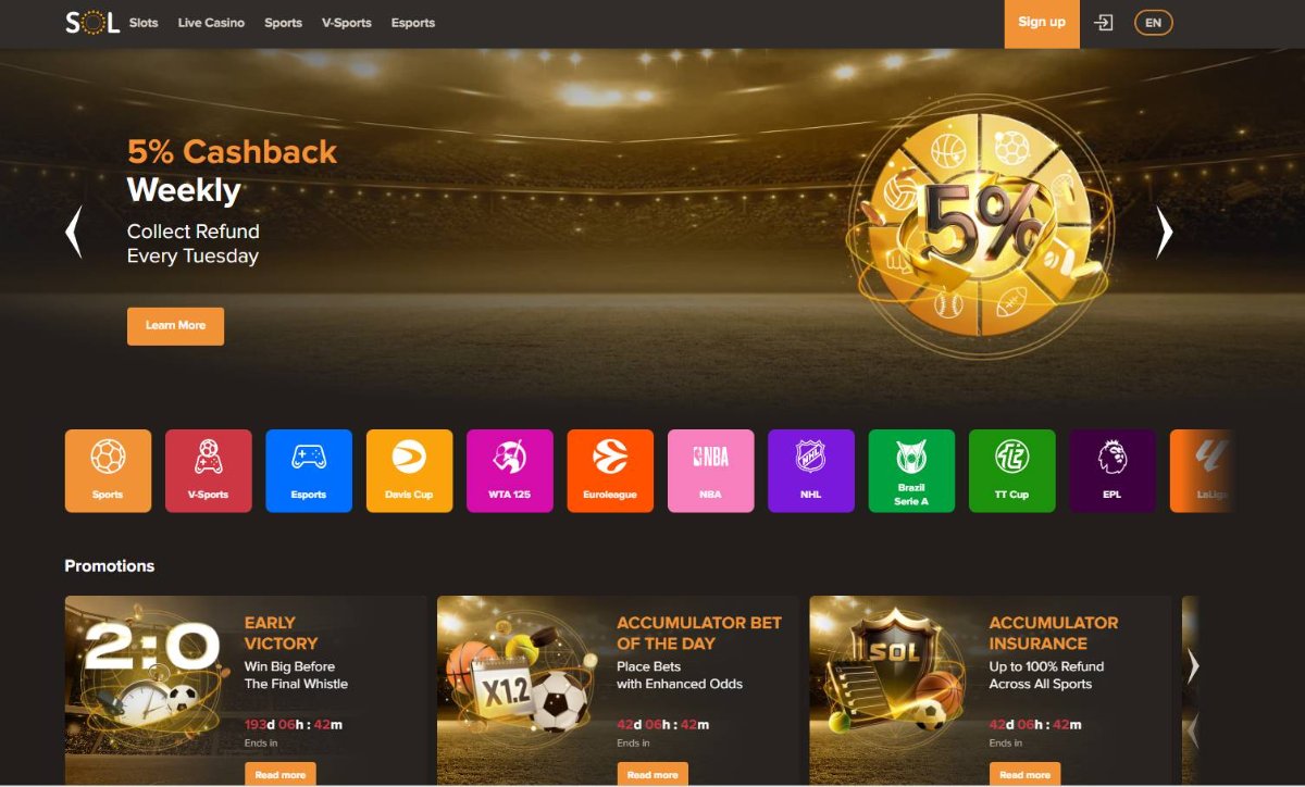 Sports betting at Sol Casino
